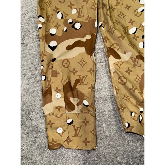 Louis Vuitton Desert Camo DNA Long Sleeve Logo Monogram Button Up Down Shirt S - Picture 13 of 16